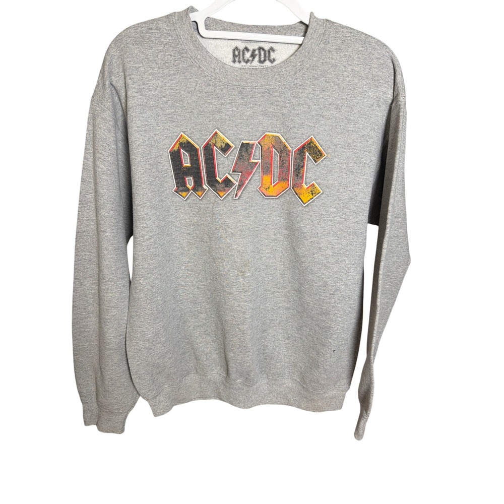 AC/DC Rock Cotton Blend Sweatshirt | Grey Graphic | Vintage Aesthetic Band Tee